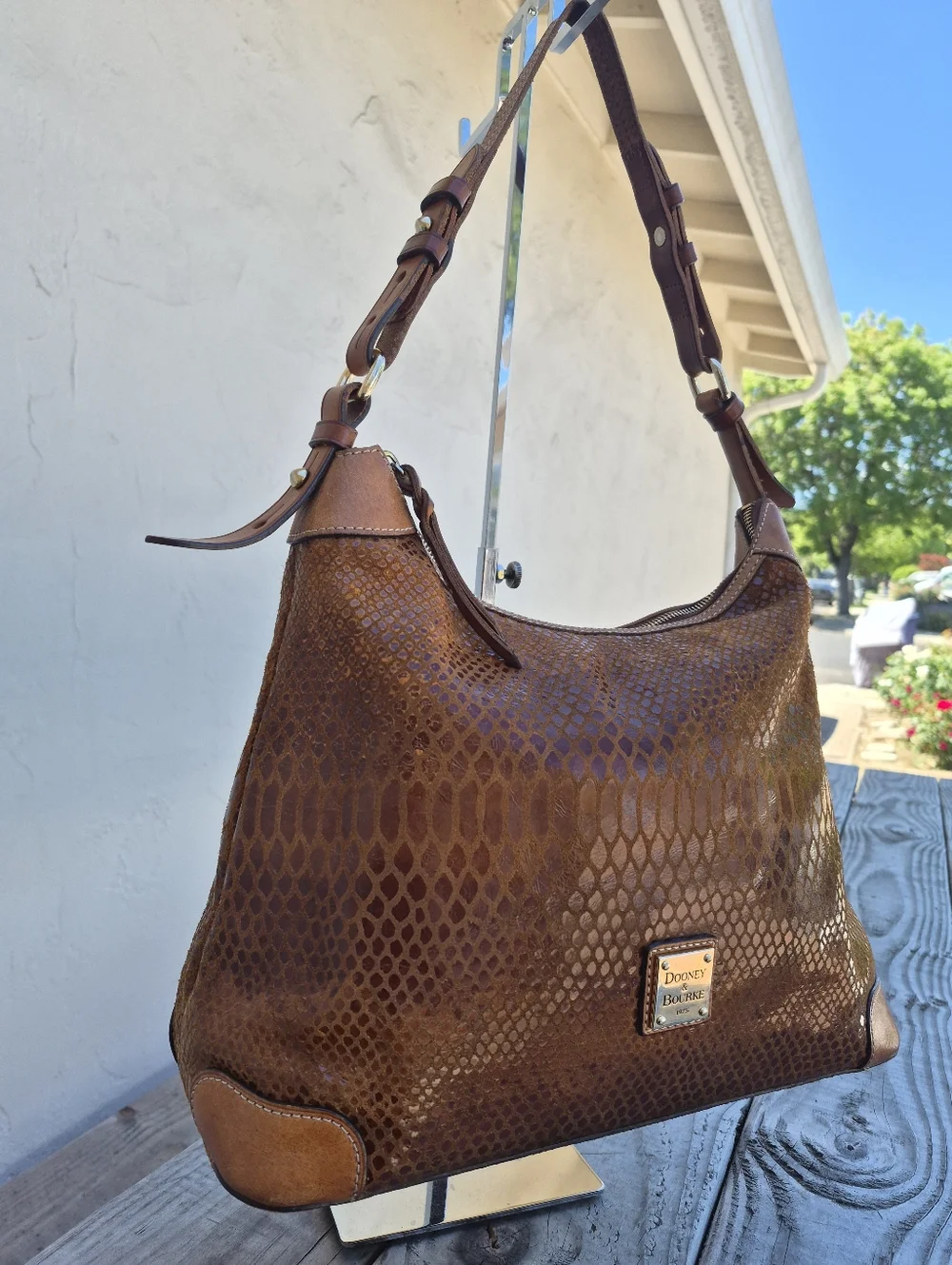 Dooney & Bourke Erica Snakeskin Hobo Shoulder Bag - Picture 4 of 14